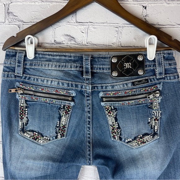 Miss Me Jeans Women’s 30 (32x23) Cuffed Capri Embellished Zipper Pockets Stretch - Picture 5 of 11